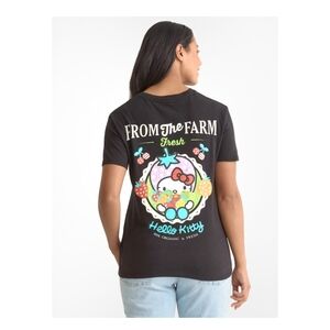 Hello Kitty Black Graphic T-Shirt From The Farm Fresh Size Medium